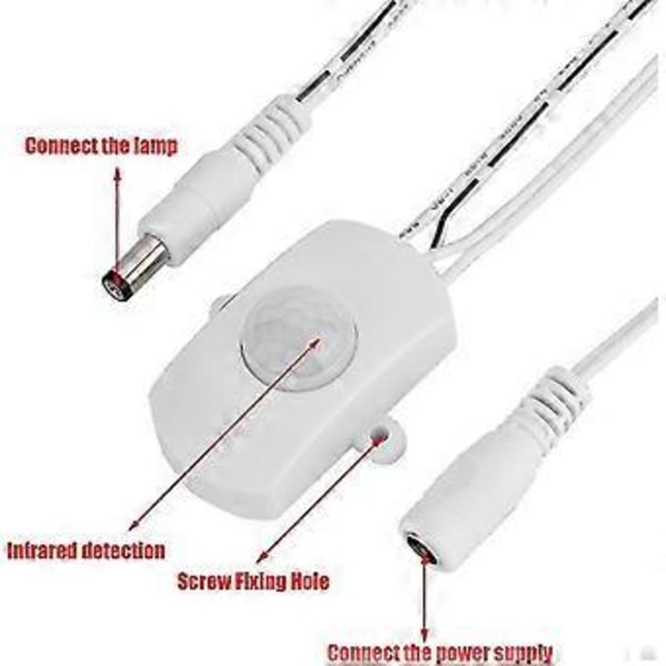 5a Dc 5-24v Ir Sensor Ljusbrytare, Infraröd Rörelsesensor Brytare Med 2-360 Sekunder Justerbar Fördröjning, För Rörelseaktiverad Belysning, Led Str