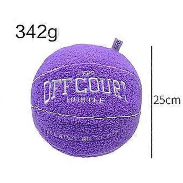 Offcourt Basketbollkudde, Basketbollformad Kudde Teddy Fleece Broderad Basketboll Prydnadskudde Fuzzy Plyschleksak-B