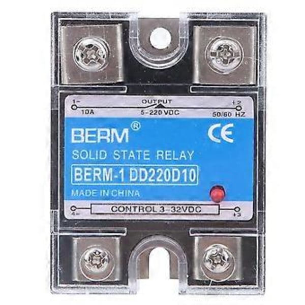 Solid State Relæ DC DC SSR Input 3-32VDC Belastning 5-220VDC Kontrolrelæ (10A)