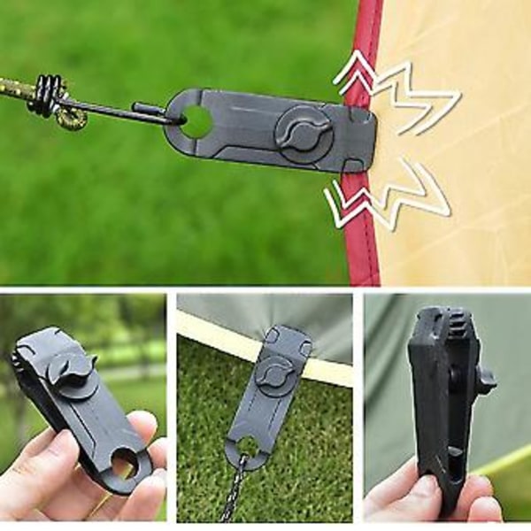 10 stk. lukkeclips til gardiner, presenninger, clips til fastgørelse af presenninger, til telte, camping, sol, vindjakke, tilbehør (sort)