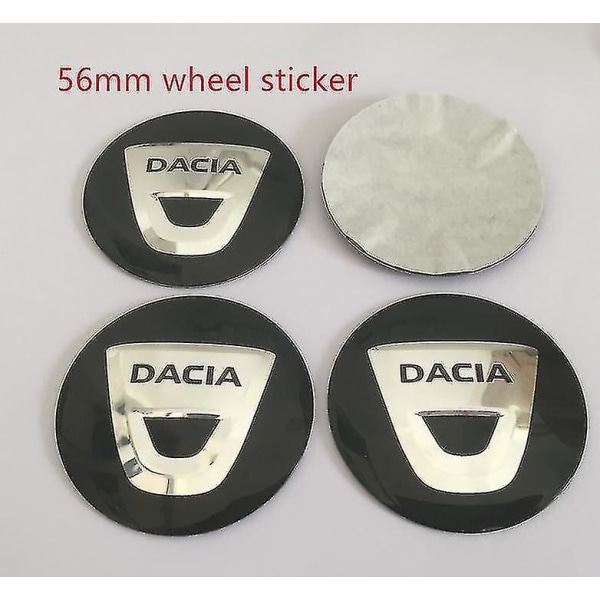 4st 56mm 60mm Dacia Car Wheel Center Hub Cap Badge Covers Emblem Dekal För Dokker Lodgy Logan Sandero Duster Stepway, 56mm Svart Dekal
