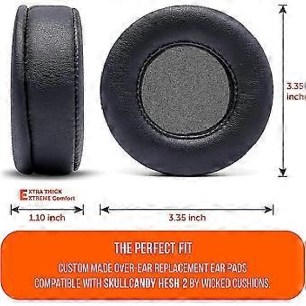 Erstatningsøreputer for Skullcandy Hesh & Hesh 2 trådløse over-ear hodetelefoner, svart
