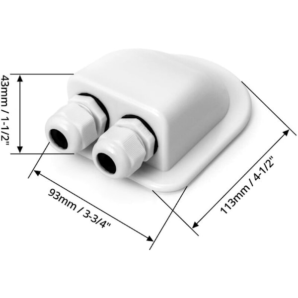 2PCS Takgenomföring IP68 Vattentät Solkabeltätning Väderbeständig Dubbel Kabelingångsbox, Husvagn och Båt ABS Kabeltätning, Vit