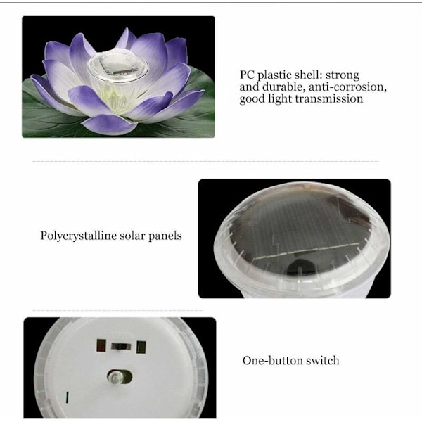 Vattentät solcellslampa med flera färger och LED-färgväxlande lotusblomma - Fei Yu