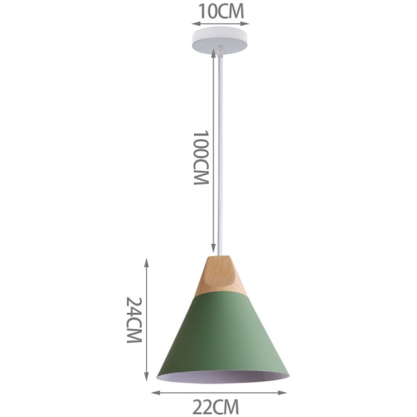 Moderne Pendel Metal Træ Lysekrone Justerbar Hængende Loftslampe Grøn