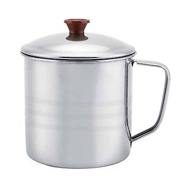 Rostfri Stålkopp Te Mugg med Lock Handtag Vattenkopp Hemmakontor Diameter 12cm