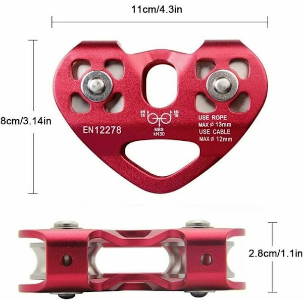 Uusi kaksinkertainen taljakela 30KN alumiininen vetoketju kiipeily vuorikiipeily pelastus nosto tandem taljakela