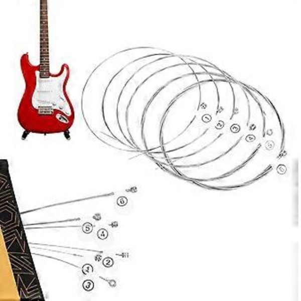 6 stk. Elektriske guitarstrenge 10-46 Højkarbonstålkerne Strenge