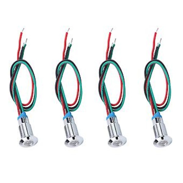 4 Sæt LED Indikatorlys Fælles Katode Lampe Industrielle Kontrolkomponenter 8mm 110‑220V Rød og Grøn