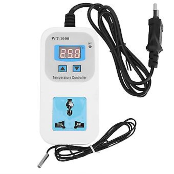 Temperaturregulator Elektronisk Justerbar Automatisk Kontrol Stik 10A WT-1000 110-220V EU Stik