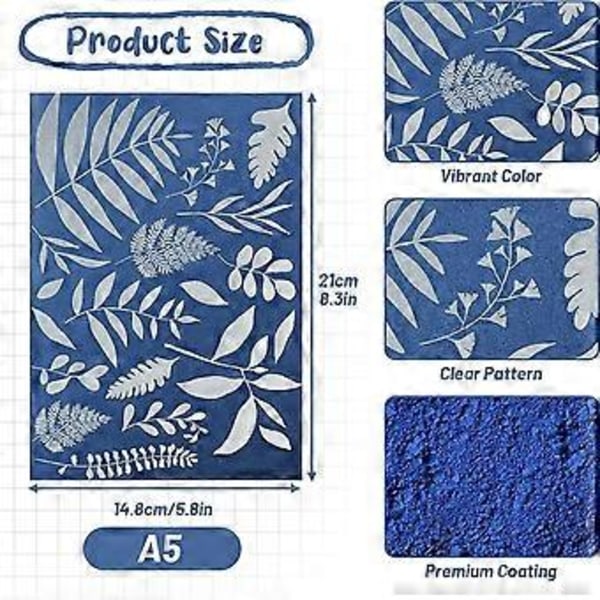 38 ark Cyanotype Papir A4 Soltrykk Papirsett med 2 Klare Akrylplater Høy Sensitivitet Soltegne Papir