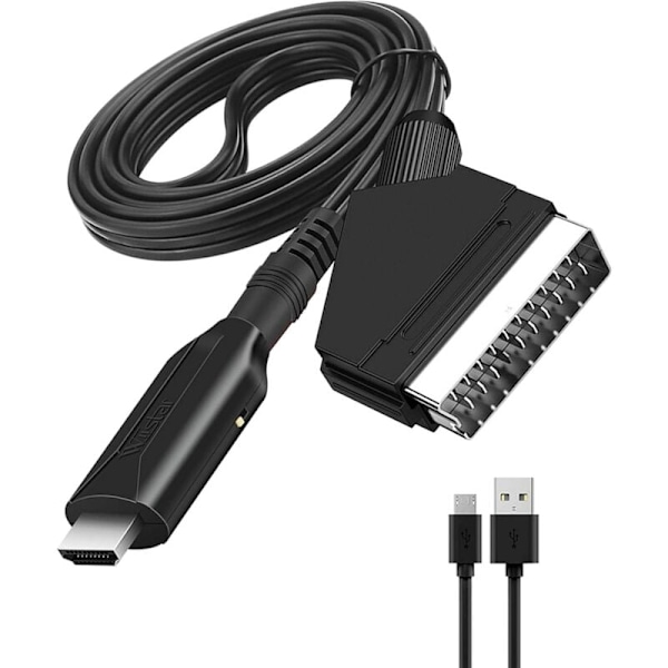 Scart till HDMI-omvandlare Ljud- och videoadapter för HDTV/DVD/set-top-box/PS3/PAL/NTSC Strömadapter - RWA Strömadapter