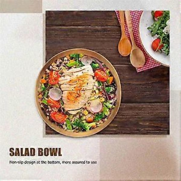 Stor Kapacitet Salatskåle i Rustfrit Stål Koreansk Suppe Risnudel Ramen Skål Køkken Madbeholder, Guld, 20X9CM