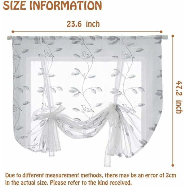 Romerske rullegardiner Voile Sheer Fabric Short Curtain til lille vindue soveværelse stue køkken 60X120cm (hvid)