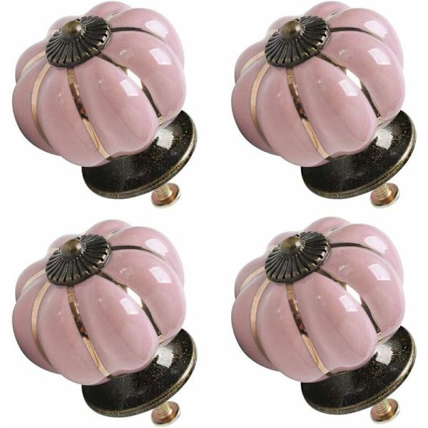 4 st keramiska knoppar Vintage knopp Pumpaformad Låddragare Handtag Möbler Dörrskåp Skåp Skåp Byrå Dekorativ Rosa