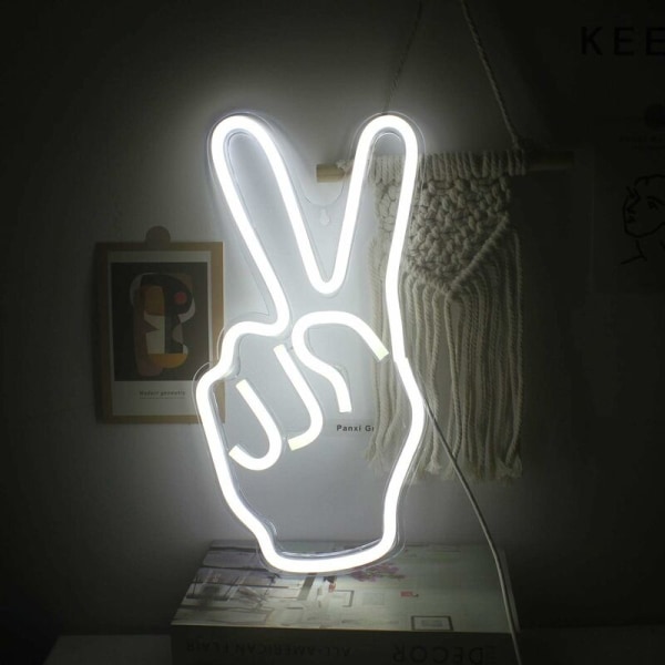 Yeah Gestus Neon Lys Skilt Hvid LED Neon Skilte Med USB-kontakt Neon Finger Lys Lampe Skilt Til Soveværelse Bar Pub Kontor Fest Tilbehør 14'' x 8''