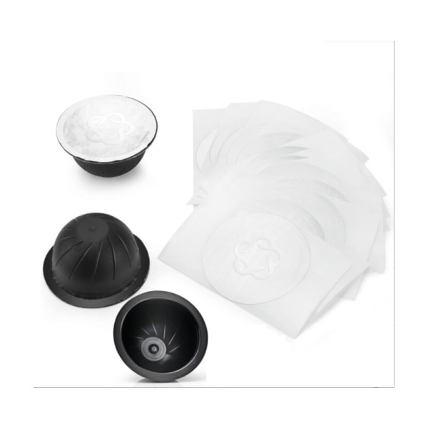 3-pak gjenbrukbare og påfyllbare kaffekapsler for VertuoLine, 230 ml sorte kaffekapsler med 60 aluminiumsfolie lokk, kompatibel med Nespresso Vert