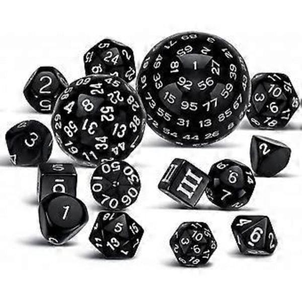 15 stk. Komplet Polyhedral Dnd Terningesæt D3-d100 Sfærisk Rpg Terningesæt, 100 Siders Terningesæt til Rol