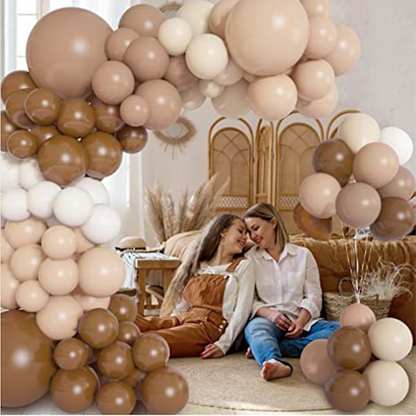 Brun Ballong Garland Arch Kit, Til Baby Shower Bryllup Jungle Safari Vild Fødselsdagsfest Dekoration
