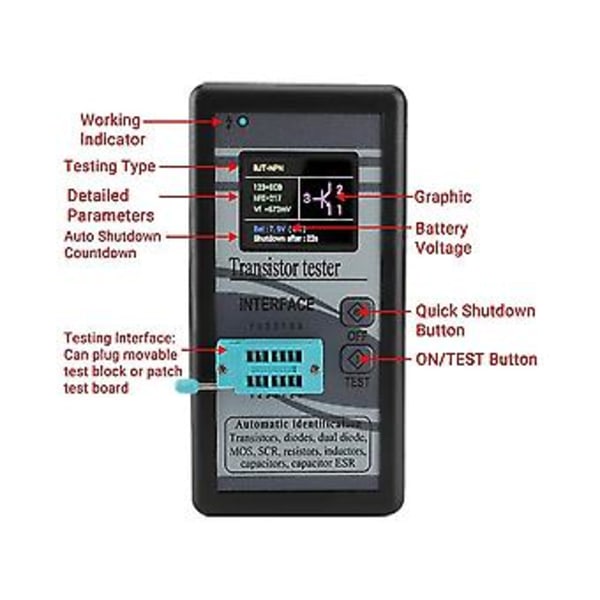 - M328 Transistor Er Diod Tyristor Cce Eller Induktans Mosfet Esr Meter LCD
