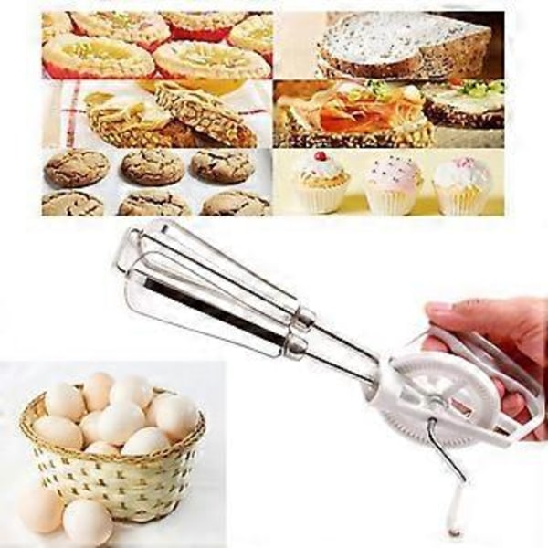 Roterande Manuell Handvisp Äggvispare Mixer Blender Rostfritt Stål Köksredskap
