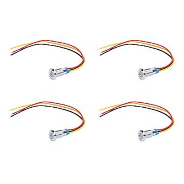 4 Sæt LED Indikatorlys Fælles Katode Lampe Industrielle Kontrolkomponenter 8mm 110‑220V Rød og Gul