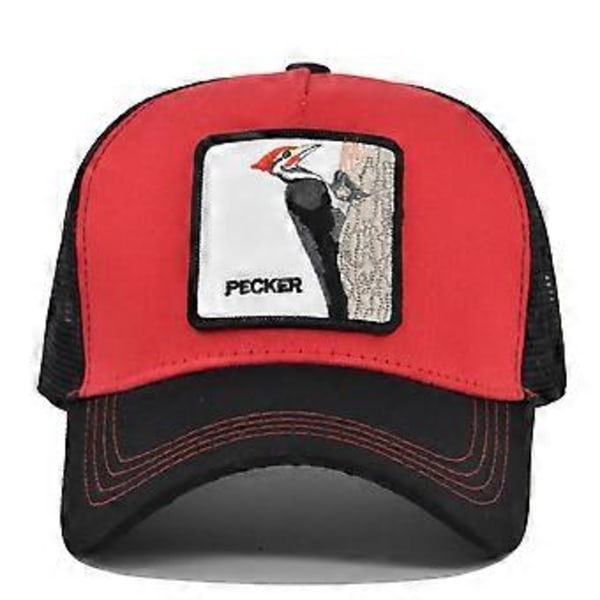 PECKER Broderad Baseballkeps Hackspett Patch Broderad Keps Mesh Keps Böjd Skärm Solskydd