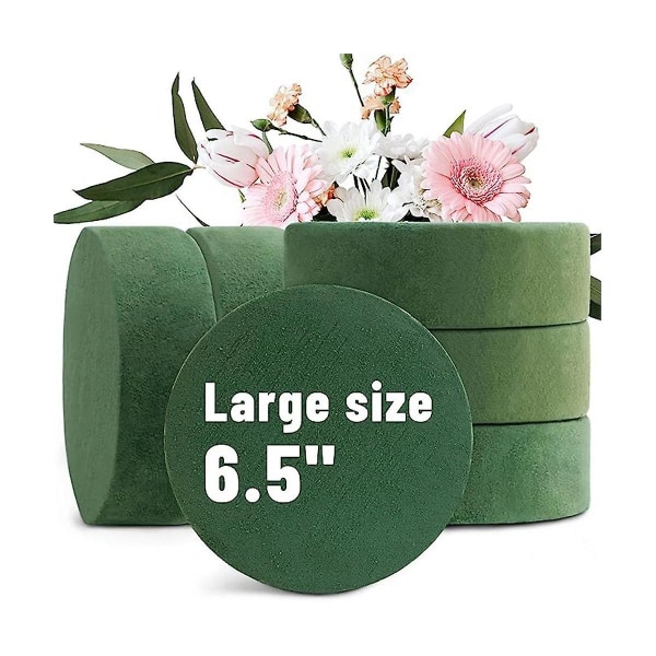 6-pack runda blommiga skumblock, 6,5 tum torrt blomskum för konstgjord blomma för bröllopsgångflöde