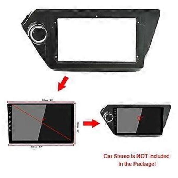9 Tommer 2 Din Bil Stereo Radio Fascia Dash Spiller DVD Adapter Ramme Panel med Kabel for Rio3 3 K2 2010-2016