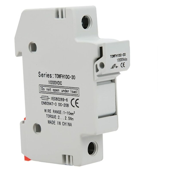 Fuse Holder Base Single Pole DIN Rail Mount Fuse Holder Base Distribution Control Equipment TOWFH1DC 1000VDC 1P((20A))