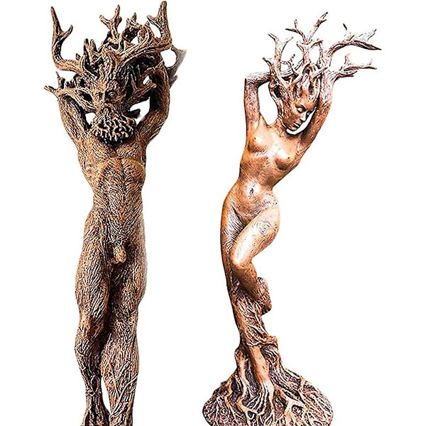 2lot Resin Skogs Gudinna Staty. Skogs Prydnad Gudinna Trä Figur