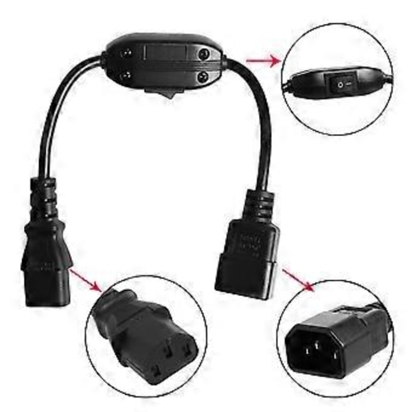 IEC 320 PDU C14 Hane till C13 Hona Förlängningskabel Strömbrytare PDU Strömkabel