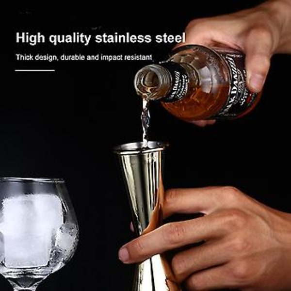 Målekop i rustfrit stål, dobbelt cocktailjigger for nem måling