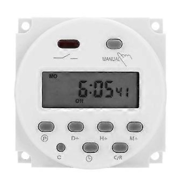 12 V Mini LCD Digitaalinen Viikoittainen Ajastinkytkin Digitaalinen Ajastin Virta-ajastimen Ohjaus Vedenpitävällä Suojuksella Valkoinen