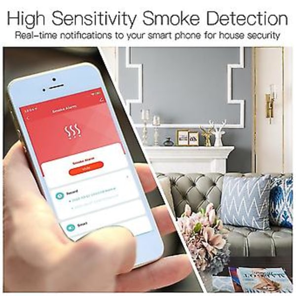 Tuya Smart Zigbee Rökdetektor Sensor Säkerhetslarmsystem Smart Living Batteridriven