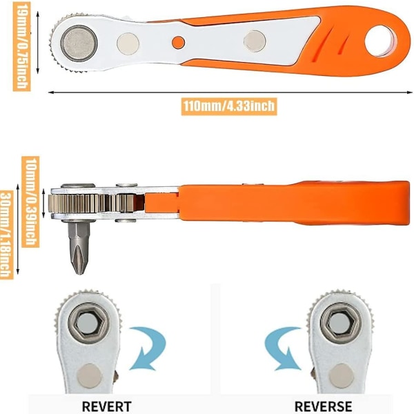 Magnetisk skruvmejsel spärrnyckel, 4,5 tum 1/4\" mini spärrnyckel med 1/4\"