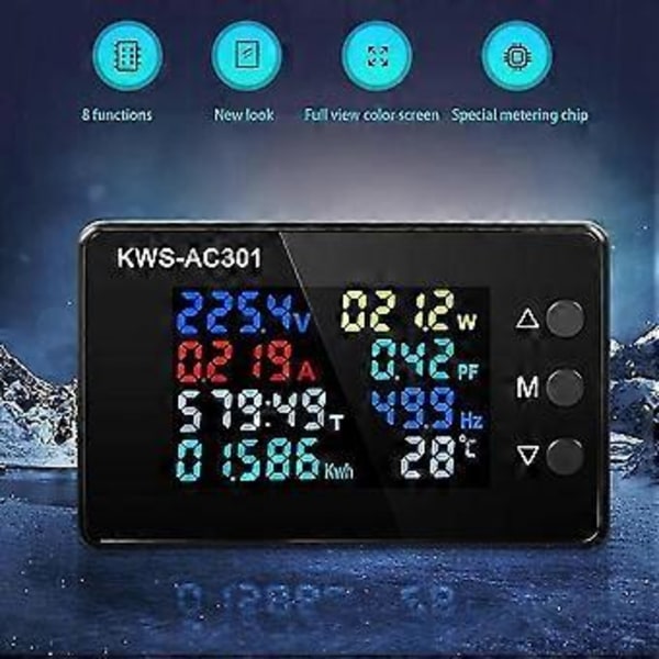 Digitalt Display Strøm Voltmeter 50-300v Ac Wattmeter Multifunktionel Elektrisk Måler Strømdetektor cd