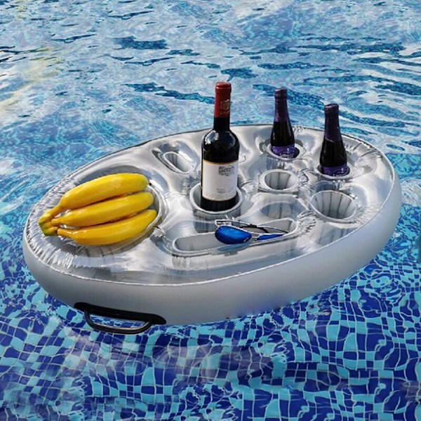 Inflatable Pool Drink Holder Inflatable Pool Floating Bar with 8 Holes, Portable Inflatable Drink Holder Floating Pool Bar, Pool & Spa Floating Tray