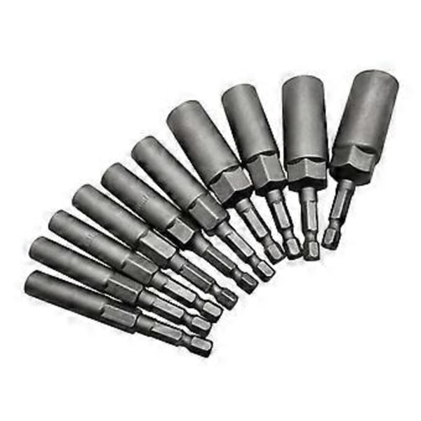 10 stk. 5,5 mm-14 mm sekskant pipehylser dyse muttertrekker sett for drillmaskiner slagtrekker elektrisk skrutrekker håndverktøy