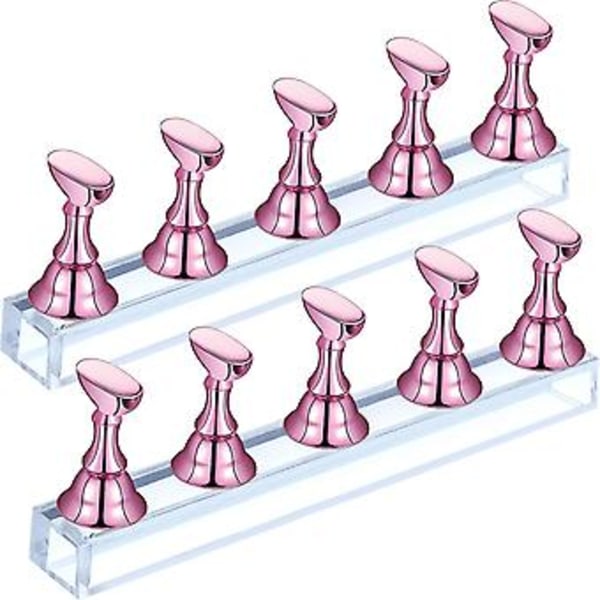 2 st Akryl Nageldisplayställ Nagelspetsträningshållare, rosa