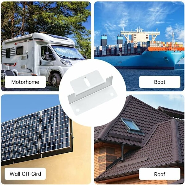 Solpanelbeslag og fastgørelse, 4 stk. Solpanel Z-beslag til montering af solpaneler, Z-beslag med møtrikker og skruer til autocamper - RWSolar Pan