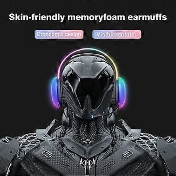 ONIKUMA Gaming Headset med RGB Dynamisk Belysning Kablet Over-Ear Headset med Støjreducerende Mikrofon til PC Sort