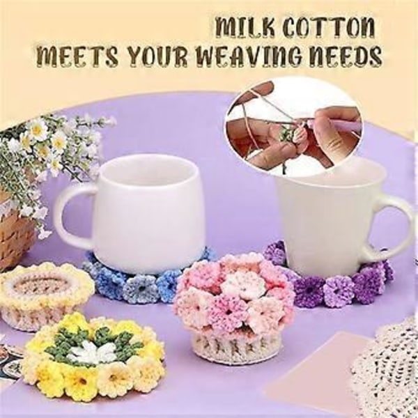 Handgjorda DIY Liljekonvaljunderlägg, 3D-blomster Virkat Underlägg, Handstickat Liljekonvaljunderlägg