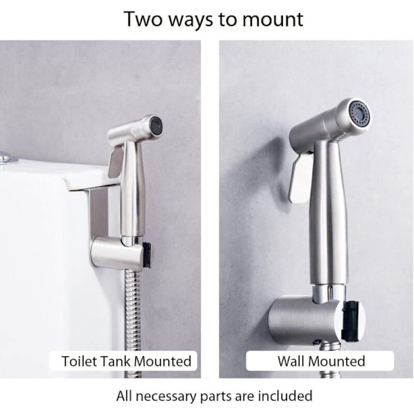 Rustfritt stål bidet toalett spray/håndholdt spray med krok, enkel å installere, for personlig hygiene og servant toalett spray-