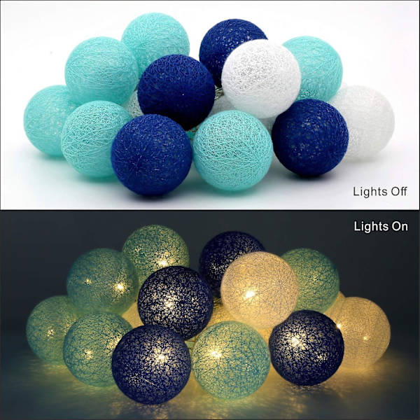 Bomullsbollar Fe-ljus 20 Led Bomullsbollar Strängljus  För Sovrum,fest,inomhus,bröllop,festival Dekor\"