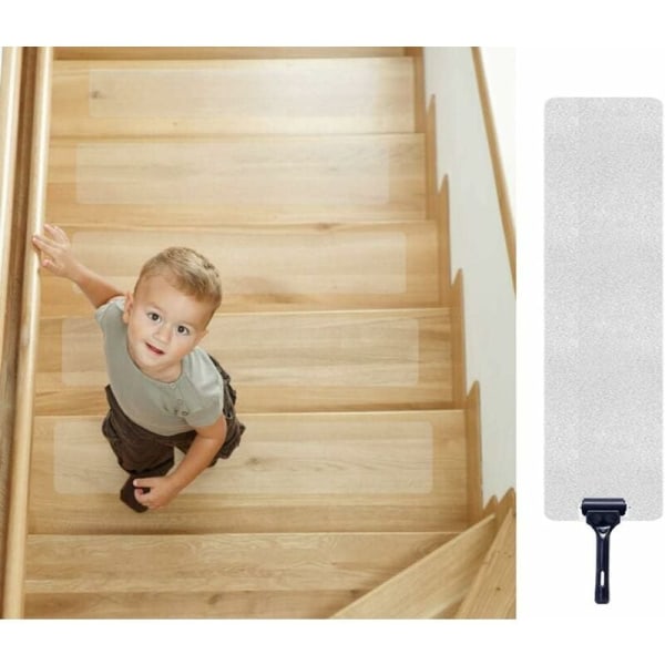 Antislip-remsor för trappor Transparenta antislip-remsor för trappor 10 cm x 60 cm 15-pack - Fei Yu