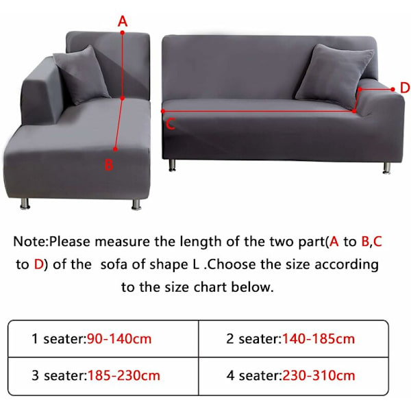 Stretch hjørnesofatrekk, Sofaovertrekk L-formet Universal Sofaovertrekk (3 Seater+2 Seater, Svart)