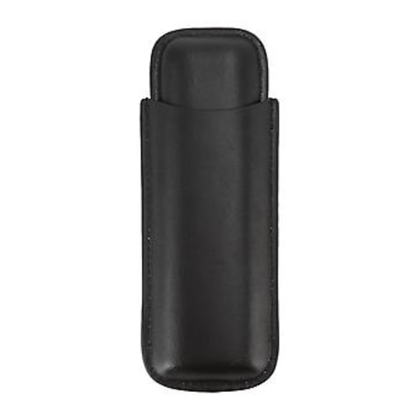 Læder Cigar Etui Bærbar 2 Finger Cigarholder til Rejser Forretningsrejse Kæreste Gaver Sort