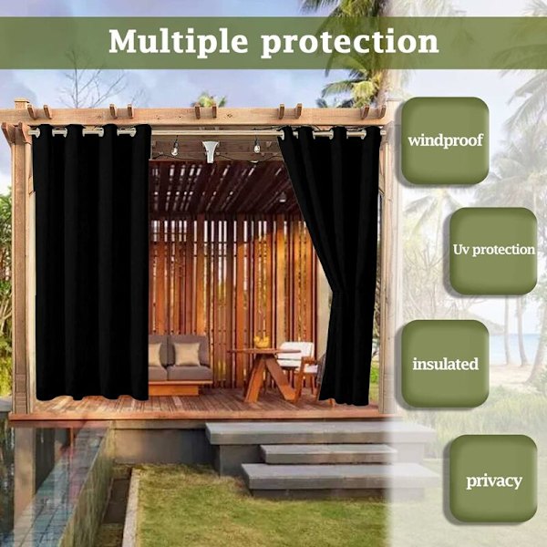Utendørs gardiner Hage Patio Gazebo Blackout Gardin Vindtett UV-beskyttelse Muggbestandig, Termisk isolerte gardiner med grommet, B 1