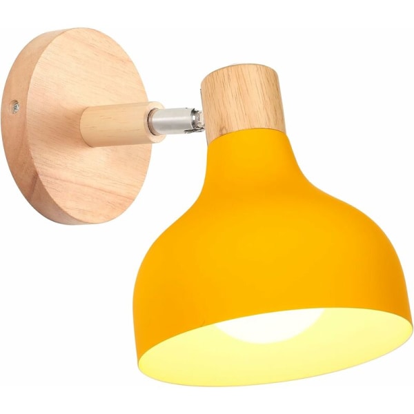 Retro Innendørs Vegglampe Justerbar Vegglampe Tre Metall Vegg Spot Light for Kitchen Island Bar Cafe Gul